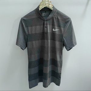 Nike Golf MD Charcoal Gray Stripe Dri-Fit Polo